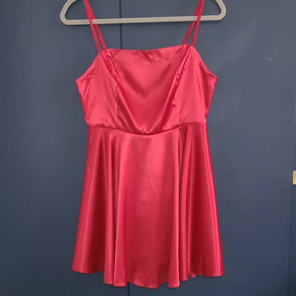 Elegant Red Satin Slip Dress
